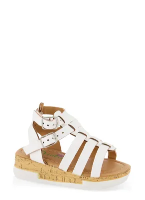 Womens Toddler Girls Cork Double Buckle Gladiator Sandals, White, Size 7