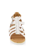 Womens Toddler Girls Cork Double Buckle Gladiator Sandals, White, Size 9