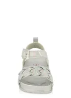 Womens Baby Girls Braided Band Velcro Buckle Strap Sandals, Silver, Size 2