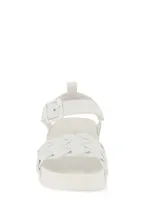 Womens Baby Girls Braided Band Velcro Buckle Strap Sandals, White, Size 2