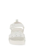 Womens Baby Girls Braided Band Velcro Buckle Strap Sandals, White, Size 2