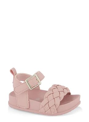 Womens Baby Girls Braided Band Velcro Buckle Strap Sandals, 2
