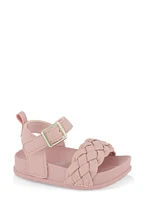 Womens Baby Girls Braided Band Velcro Buckle Strap Sandals, 2