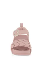 Womens Baby Girls Braided Band Velcro Buckle Strap Sandals, Pink, Size 2