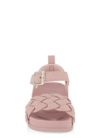Womens Baby Girls Braided Band Velcro Buckle Strap Sandals, 2