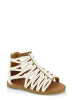 Womens Toddler Girls Cut Out Gladiator Sandals, White,