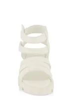 Womens Toddler Girls Double Velcro Strap Lug Sole Gladiator Sandals, White, Size 5