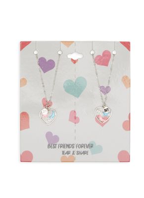 Girls Best Friend Forever Tear and Share Necklaces, Silver