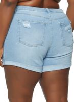 Womens Plus Size WAX Distressed Shorts, Blue, Size 3X