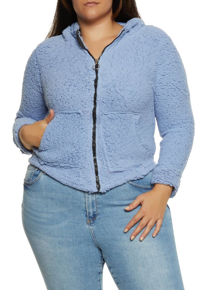 Rainbow Shops Womens Plus Smallherpa Zip Up Hoodie | Connecticut Post Mall