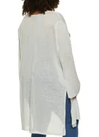 Womens Plus Size Gauze Knit Duster, White, Size 1X