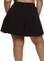 Womens Plus Size Crepe Knit Pleated Skirt, Black, Size 1X