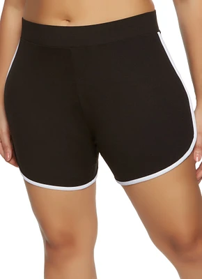 Womens Plus Soft Knit Contrast Trim Dolphin Shorts,