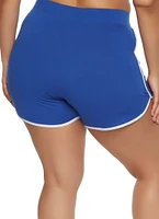 Womens Plus Soft Knit Contrast Trim Dolphin Shorts,