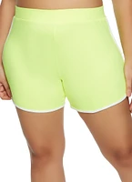 Womens Plus Soft Knit Contrast Trim Dolphin Shorts,