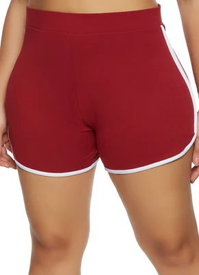Womens Plus Soft Knit Contrast Trim Dolphin Shorts,