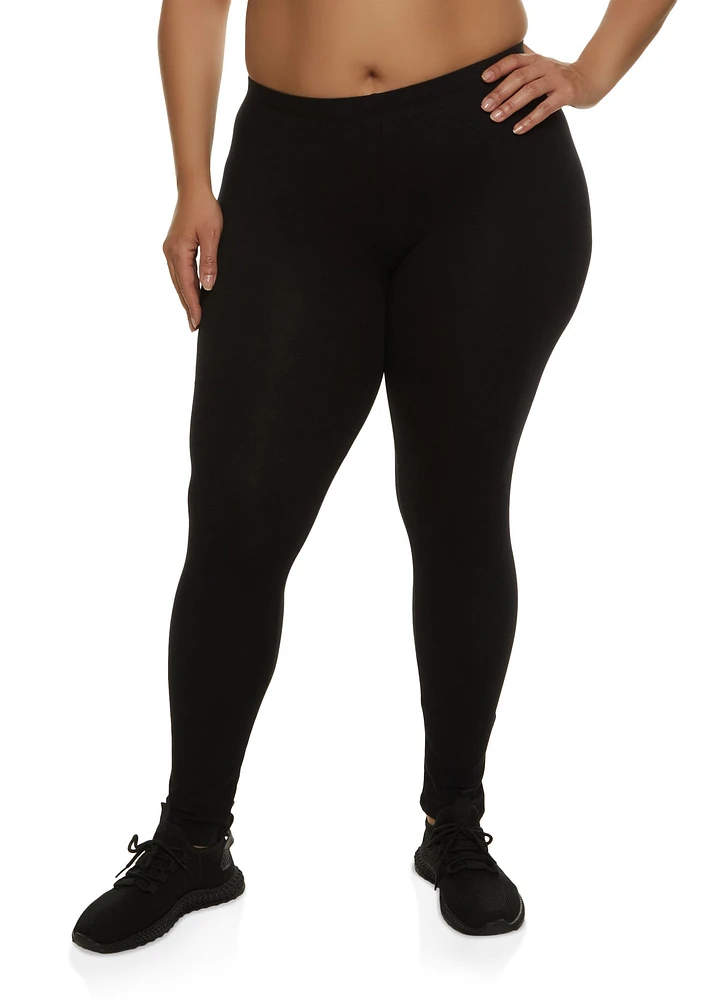 Womens Plus Basic High Waist Leggings, 1X