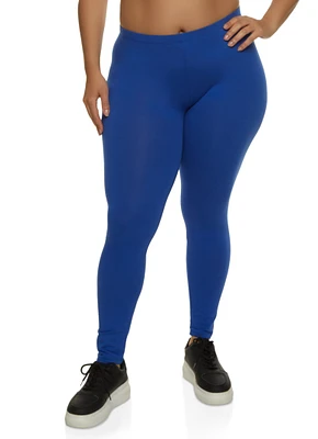 Womens Plus Size Basic High Waist Leggings, Blue, Size 1X
