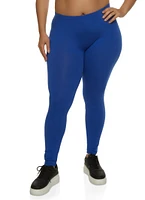 Womens Plus Size Basic High Waist Leggings, Blue, Size 1X