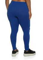 Womens Plus Size Basic High Waist Leggings, Blue, Size 1X