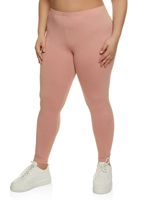 Womens Plus Size Basic High Waist Leggings, Pink, Size 2X
