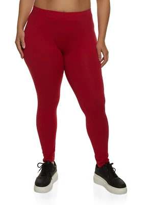 Womens Plus Size Basic High Waist Leggings, Red, Size 1X