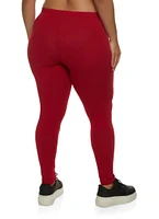 Womens Plus Size Basic High Waist Leggings, Red, Size 1X