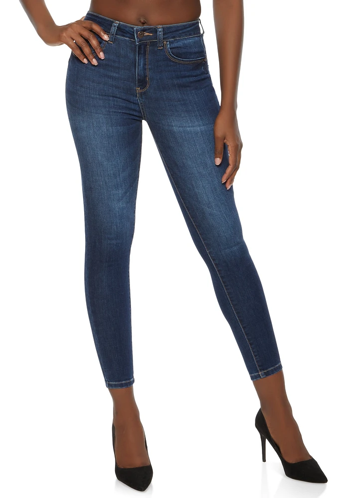 Womens WAX Five Pocket Solid Skinny Jeans, Blue,