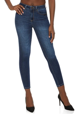 Womens WAX Five Pocket Solid Skinny Jeans, Blue,