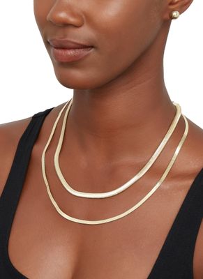 Layered Necklace and Stud Earrings in Gold