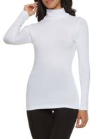 Womens Ruched Long Sleeve Turtleneck Top, White, Size S