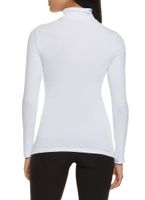 Womens Ruched Long Sleeve Turtleneck Top, White, Size S