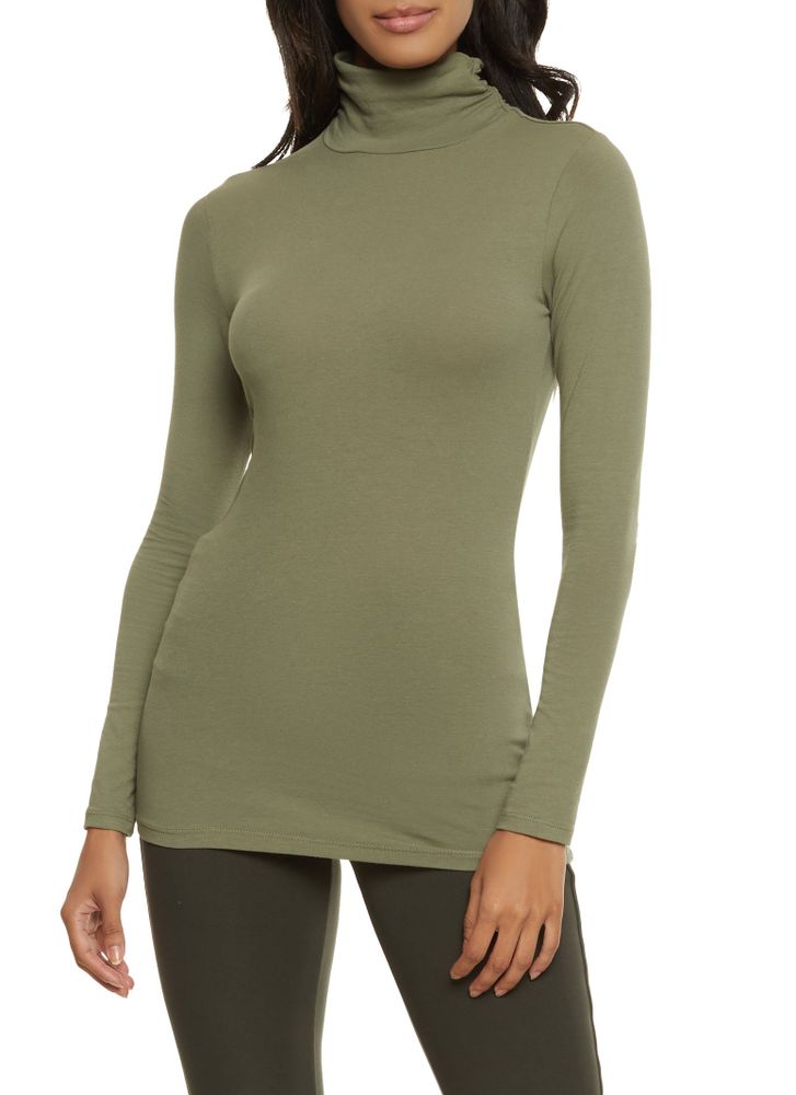 Womens Ruched Long Sleeve Turtleneck Top,