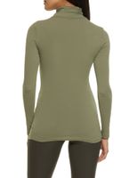 Womens Ruched Long Sleeve Turtleneck Top, Green, Size S