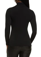 Womens Solid Long Sleeve Turtleneck Top, M