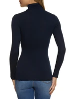 Womens Solid Long Sleeve Turtleneck Top,