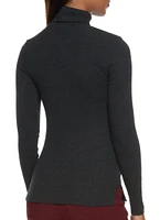 Womens Basic Turtleneck Long Sleeve Top, Grey, Size M