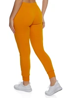 Womens Solid Fleece Drawstring Joggers, Orange, Size M