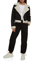 Womens Toggle Drawstring Straight Leg Cargo Pants, Black, Size M
