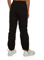 Womens Toggle Drawstring Straight Leg Cargo Pants, Black, Size M