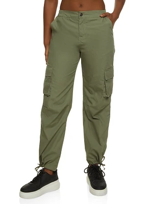 Womens Poplin Cargo Pants, Green, Size S