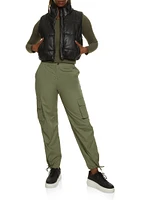 Womens Poplin Cargo Pants, Green, Size S
