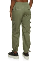 Womens Poplin Cargo Pants, Green, Size S