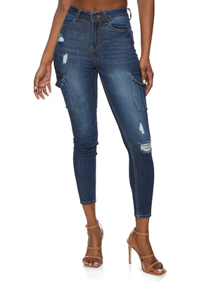 Womens WAX Cargo Pocket Skinny Jeans, Blue, Size 1