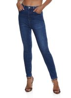 Womens WAX Basic High Waisted Skinny Jeans, Blue,