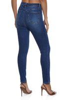 Womens WAX Basic High Waisted Skinny Jeans, Blue,