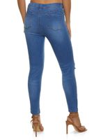 Womens WAX Mid Rise Distressed Jeans, Blue, Size 11