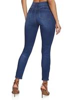 Womens WAX Mid Rise Distressed Jeans, Blue,