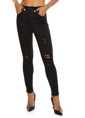 Womens WAX Distressed Frayed Skinny Jeans,