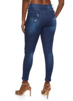 Womens WAX Distressed Frayed Skinny Jeans, Blue, Size 0